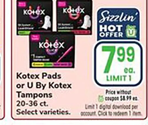 Kotex Pads or U By Kotex Tampons