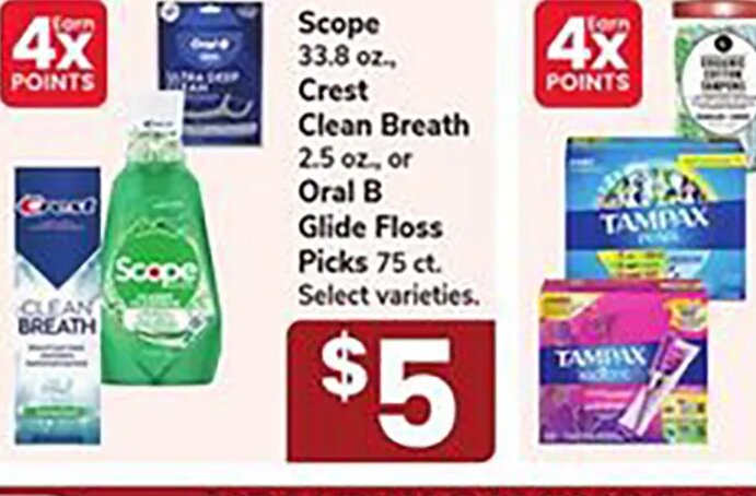 Scope, Crest Clean Breath, Oral B Glide Floss at Jewel-Osco