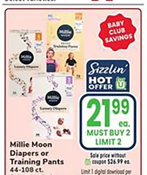 Millie Moon Diapers or Training Pants at Jewel-Osco