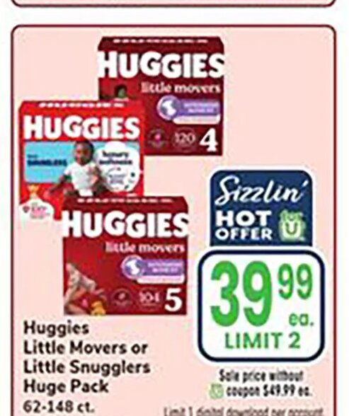Huggies Little Movers or Little Snugglers Huge Pack at Jewel-Osco