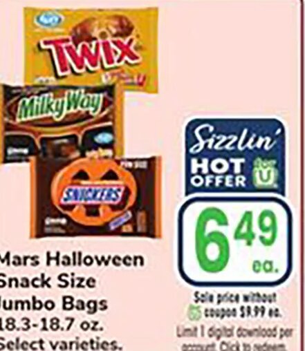 Mars Halloween Snack Size Jumbo Bags