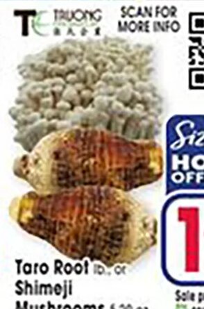 Taro Root or Shimeji Mushrooms