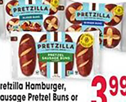 Pretzilla Hamburger, Sausage Pretzel Buns or Pretzel Slider Rolls at Jewel-Osco