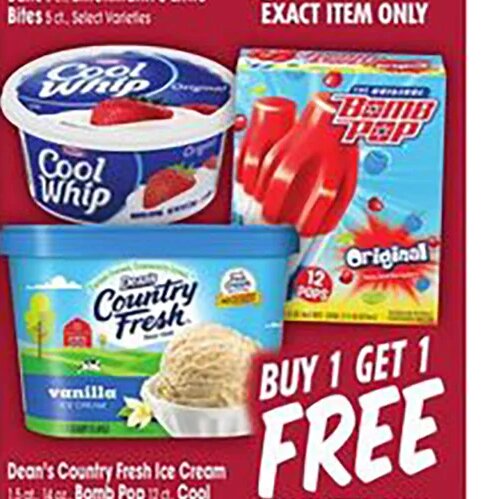 Dean's Country Fresh Ice Cream, Bomb Pop, Cool Whip