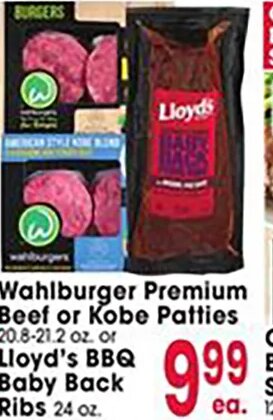 Wahlburger Premium Beef or Kobe Patties or Lloyd's BBQ Baby Back Ribs at Jewel-Osco