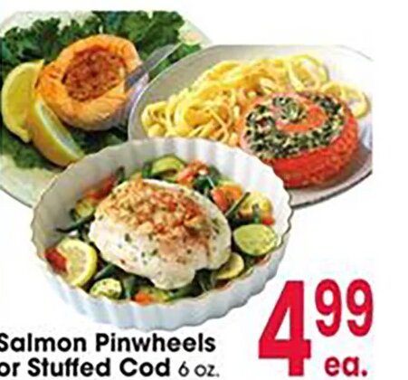 Salmon Pinwheels or Stuffed Cod