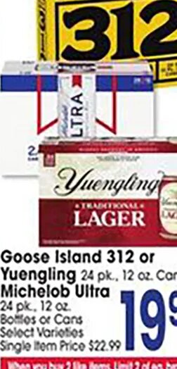 Goose Island 312 or Yuengling or Michelob Ultra at Jewel-Osco