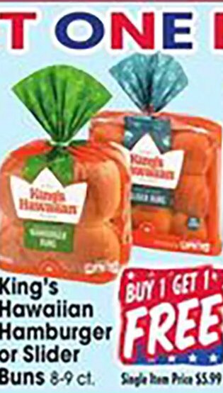 King's Hawaiian Hamburger or Slider Buns at Jewel-Osco