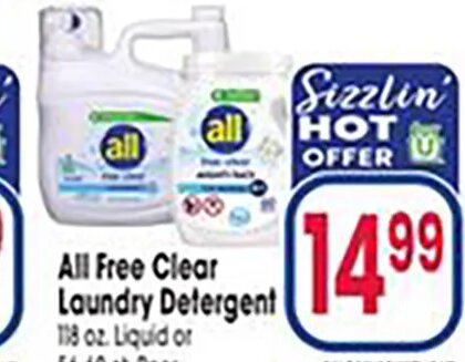 All Free Clear Laundry Detergent at Jewel-Osco