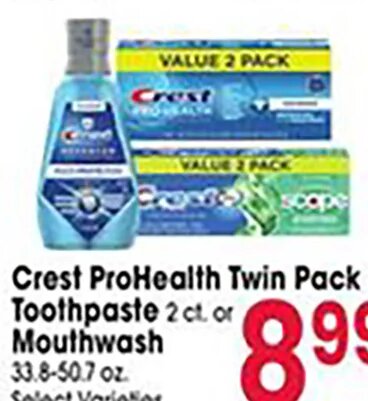Crest ProHealth Twin Pack Toothpaste or Mouthwash at Jewel-Osco