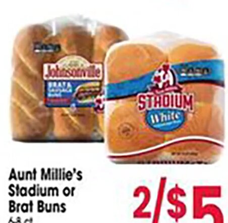 Aunt Millie's Stadium or Brat Buns at Jewel-Osco