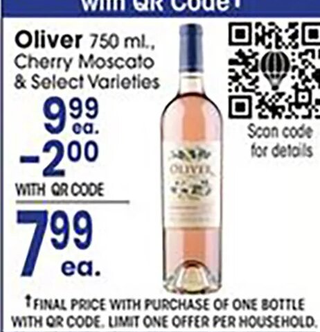 Oliver 750 ml., Cherry Moscato & Select Varieties