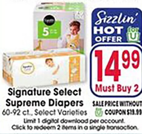 Signature Select Supreme Diapers at Jewel-Osco