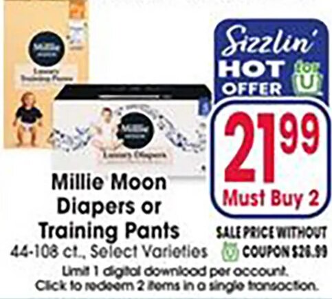 Millie Moon Diapers or Training Pants at Jewel-Osco