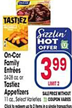 On-Cor Family Entrées or Tastiez Appetizers