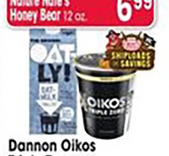 Dannon Oikos Triple Zero or Oatly Oat Milk