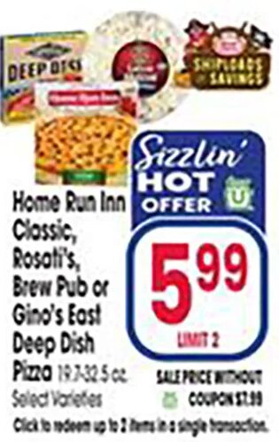 Home Run Inn, Rosati's, Brew Pub or Gino's East Deep Dish Pizza at Jewel-Osco