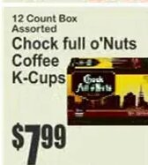 Chock full o'Nuts Coffee K-Cups at Key Food