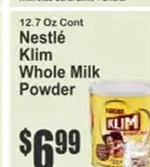 Nestlé Klim Whole Milk Powder at Key Food