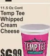 Temp Tee Whipped Cream Cheese