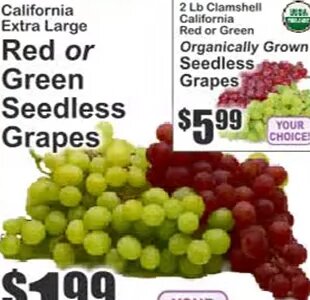 California Extra Large Red or Green Seedless Grapes at Key Food