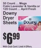 Downy Dryer Sheets at Key Food
