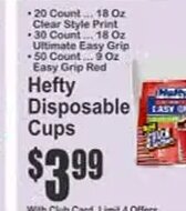 Hefty Disposable Cups at Key Food