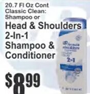 Head & Shoulders 2-1 Shampoo & Conditioner at Key Food
