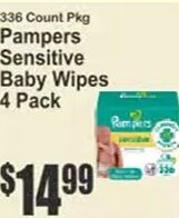 Pampers Sensitive Baby Wipes at Key Food