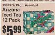 Arizona Iced Tea 12 Pack at Key Food