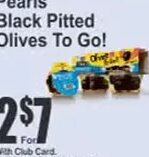 Pearls Black Pitted Olives To Go!