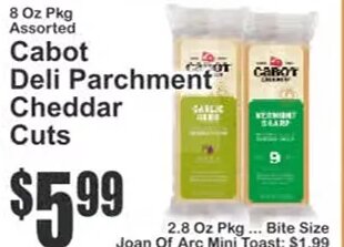 Cabot Deli Parchment Cheddar Cuts at Key Food