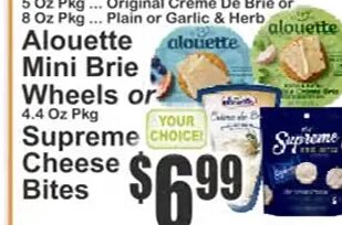 Alouette Mini Brie Wheels or Supreme Cheese Bites
