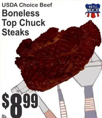USDA Choice Beef Boneless Top Chuck Steaks at Key Food