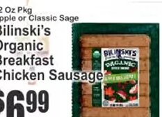 Bilinski's Organic Breakfast Chicken Sausage