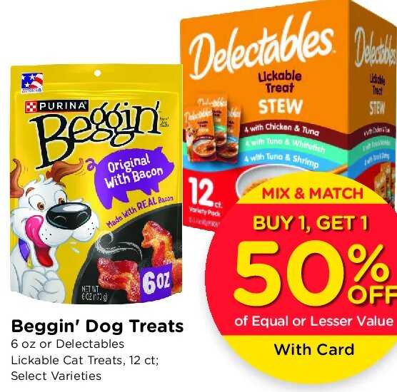 Beggin' Dog Treats or Delectables Lickable Cat Treats