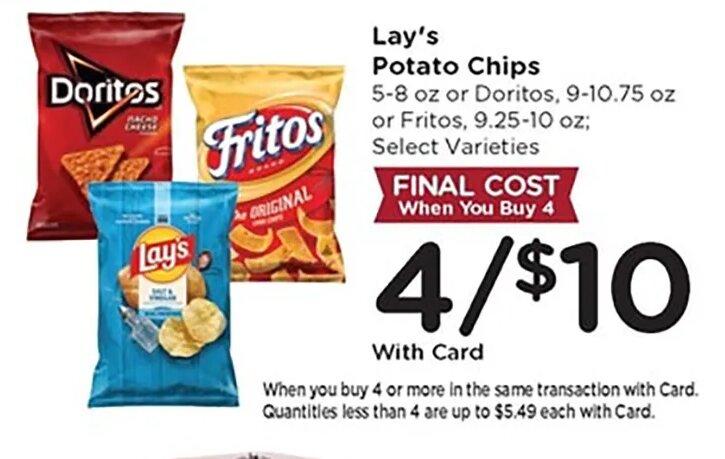 Lay's Potato Chips or Fritos at Kroger