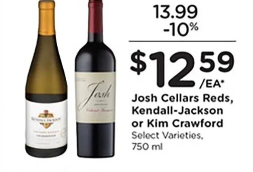 Josh Cellars Reds, Kendall-Jackson or Kim Crawford