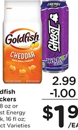 Goldfish Crackers or Ghost Energy Drink at Kroger