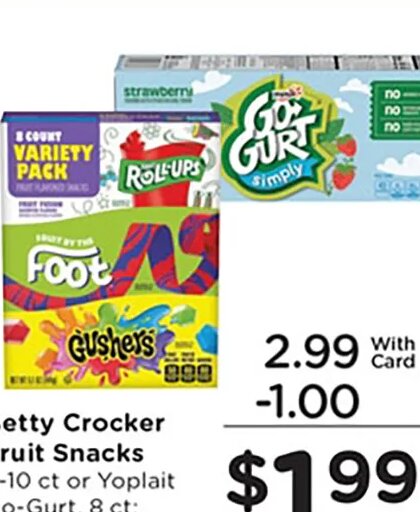 Betty Crocker Fruit Snacks or Yoplait Go-Gurt at Kroger