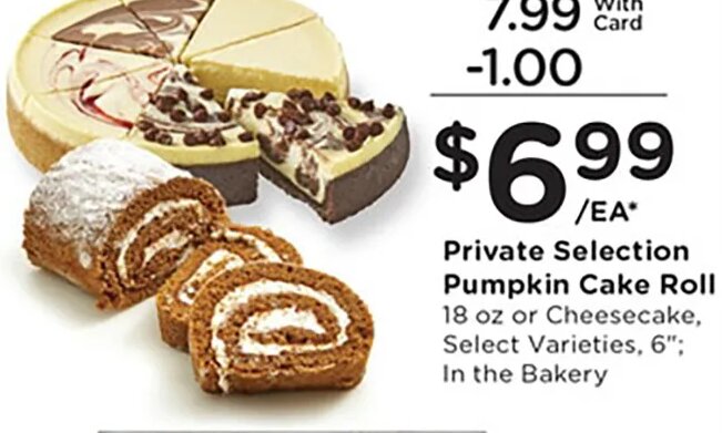 Private Selection Pumpkin Cake Roll or Cheesecake