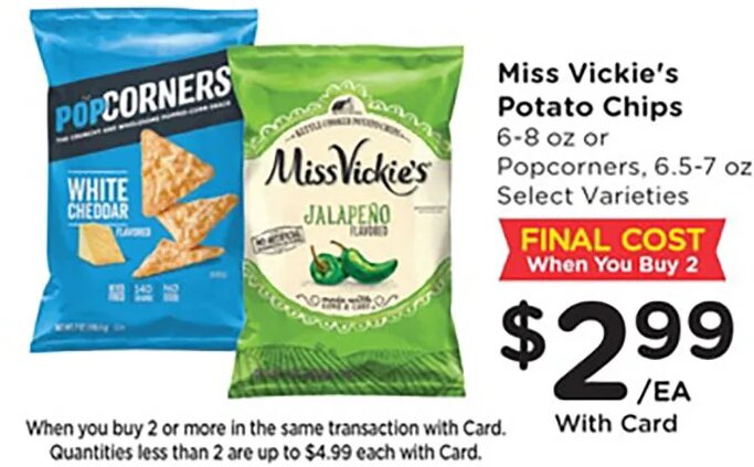 Miss Vickie's Potato Chips / Popcorners at Kroger