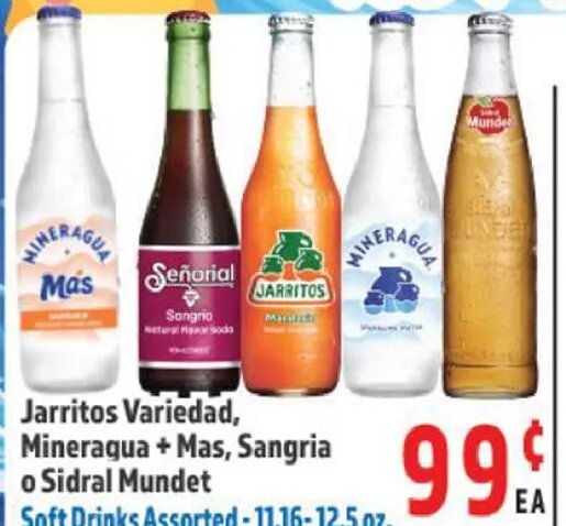 Jarritos Variedad, Mineragua + Mas, Sangria o Sidral Mundet