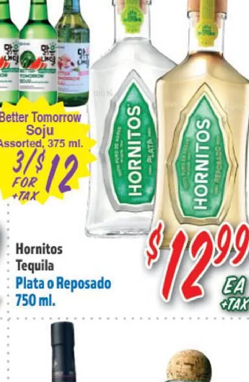 Hornitos Tequila Plata o Reposado