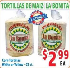 Tortillas de Maiz La Bonita