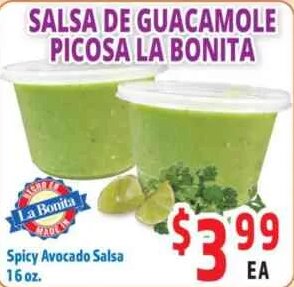 Salsa de Guacamole Picosa La Bonita