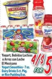 El Mexicano Yogurt Smoothies or Rice Pudding