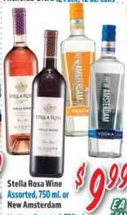 Stella Rosa Wine or New Amsterdam Vodka at La Bonita