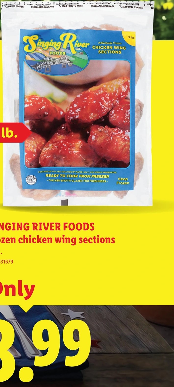 SINGING RIVER FOODS frozen chicken wing sections
