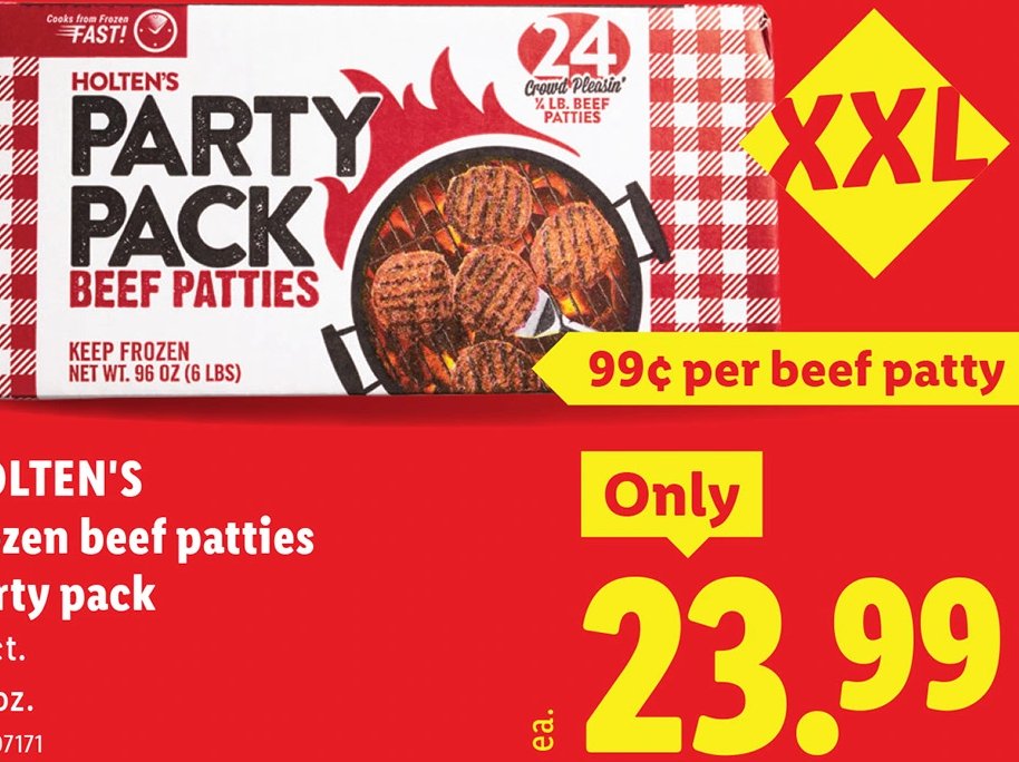 HOLTEN'S frozen beef patties party pack